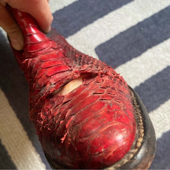 VINTAGE NOCONA RED SNAKESKIN COWBOY BOOTS - Picture 13 of 16